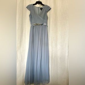 Adrianna Papell Shirred Chiffon Gown Blue Size 4